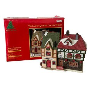 Vtg Lemax Village Square Collectibles Bobs Tobacco Rare Books Christmas Lighted